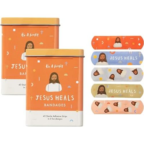 Be A Heart Jesus Heals Bandages for Kids Latex Free (2 Tins, 80ct)