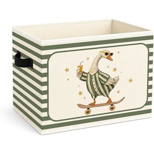 Skateboard Goose Storage Bin, Foldable Fabric Basket for Kids Room