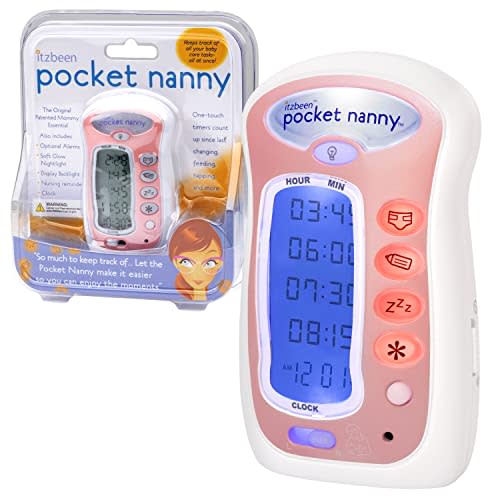 Pocket Nanny- Pink Baby Care Timer (Round The Clock Baby Tracker)- Clock and 4 Different Count up Reminders: Nursing, Sleeping, Potty Break, and Optional- Serves as a Soft Glow Nightlight