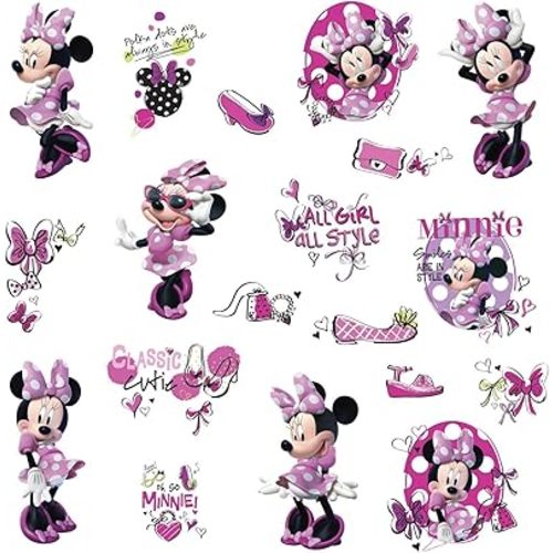 RoomMates RMK2554SCS Minnie Fashionista Peel and Stick Wall Decal, Pink
