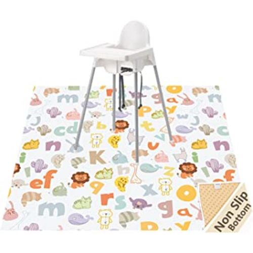 Baby Splat Mat for Under High Chair and Arts and Crafts, 51" Waterproof Wipeable Floor Protector, Anti-Slip Washable Splash Mat