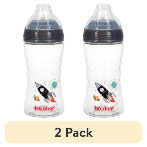 (2 pack) Nuby Thirsty Kids Sip-it Sport and Travel Soft Spout Sippy Cup, 12 fl oz