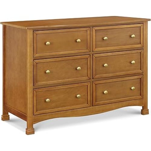 DaVinci Kalani 6-Drawer Baby Dresser for Nursery - Wooden Double Chest of Drawers for Kids, Boys & Girls - Multi-Purpose Storage Dresser for Bedroom, Living Room & Hallway - Easy to Assemble, Chestnut