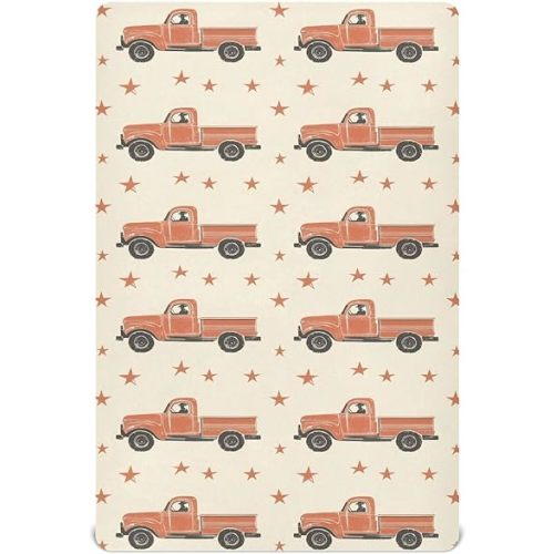 Crib Sheets for Boys Girl Vintage Red Trucks Breathable Mini Crib Mattress Sheets Fitted,Toddler Baby Sheet for Cribs Mattress 39 * 27 * 5In