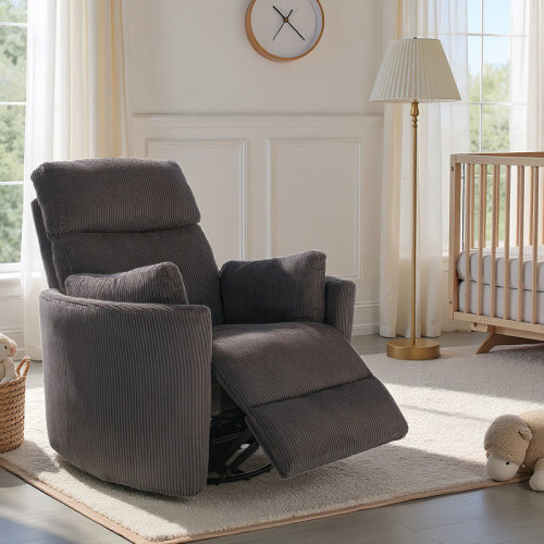 Latitude Run® Power Recliner Chair Swivel Rocker Glider Recliner, Corduroy Nursery Recliner - Grey | Wayfair