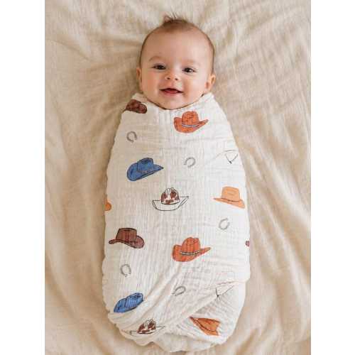 Soft Western Print Organic Cotton Baby Swaddle Blanket