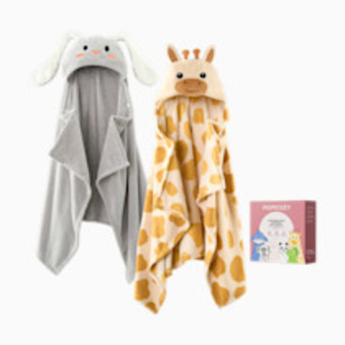 Momcozy Coral Fleece Hooded Towel (2 Pack) - Giraffe And Rabbit