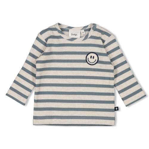LET'S GO - smiley racer” 5x2 Drop Needle Rib Jersey Knit Fashion Top