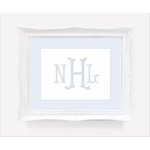 Classic Monogram Boy Nursery Print, Blue Nursery Wall Art Decor, Baby Boy Monogram, Boy Room Decor, Above Crib Poster, Printable