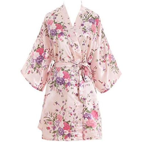 Cherry Blossoms Floral Kimono Robe Silk Bridal Bridesmaid Wedding Robes Bathrobe