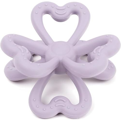 Haakaa Silicone Clover Teether - Food Grade Silicone Teething Toys for Babies 3-6 Months 6-12 Months, Soft & Easy Hold Chew Toy for Infant, BPA Free (Lavender)