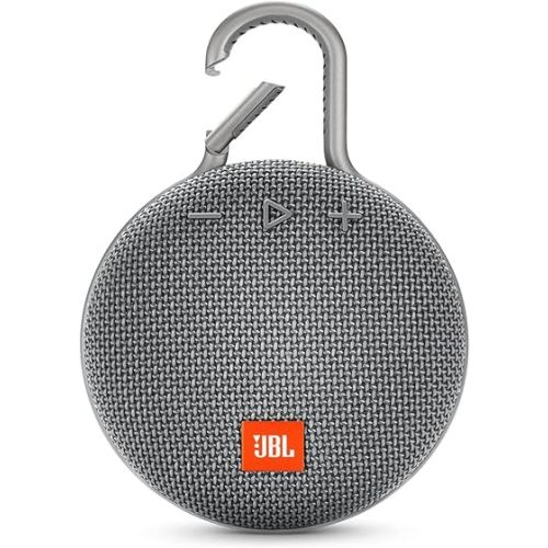 JBL Clip 3, Gray - Waterproof, Durable & Portable Bluetooth Speaker - Up to 10 Hours of Play - Includes Noise-Cancelling Speakerphone & Wireless Streaming