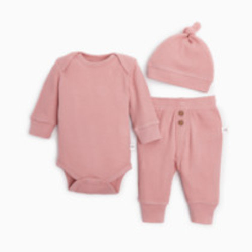 Tiny Kind 3 Piece Organic Waffle Set - Rose, 3-6 M