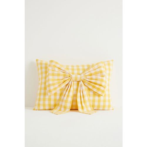 Ana Cotton Gingham Printed Bow Pillow