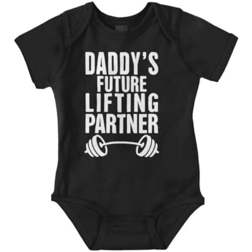 Brisco Brands Fathers Day Daddys Future Gym Partner Baby Bodysuit Jumper Boys