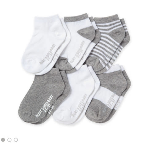 Solid & Stripes Organic Cotton Baby Ankle Socks 6 Pack - Heather Grey