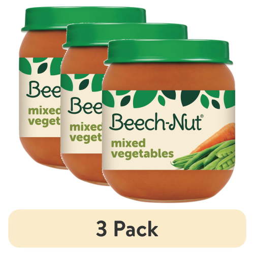 (3 pack) Beech-Nut Stage 2 Baby Food, Mixed Vegetables, 4 oz Jar