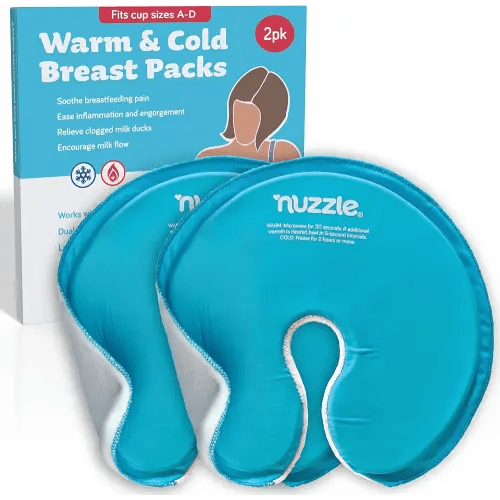 Breast Ice Packs for Breastfeeding and Engorgement Relief - Hot and Cold Breast Therapy Packs - Soft, Dual-Sided & Reusable - 2 Pack