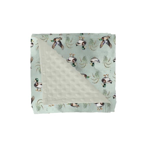 Vintage Mallard Duck Baby Blankets for Girl Boy Hunting Duck Green Leaves Soft Mink Dotted Backing Double Layer Swaddle Receiving Blanket Wild Ducks Bed Throw for Newborn Infant Toddler Nursery 30x40