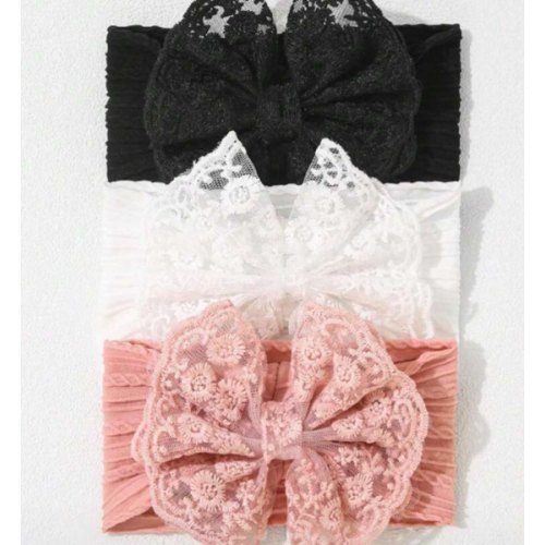 3pcs Baby Bow Lace Headbands, Infant Hair Accessories