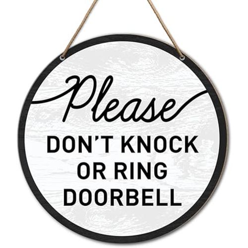 Please Do Not Knock or Ring Doorbell Sign, Do Not Ring Doorbell Sign, Do Not Knock or Ring Doorbell Sign, Don't Knock Sign for Front Door