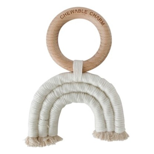 Beechwood & Macrame Teether, Cream
