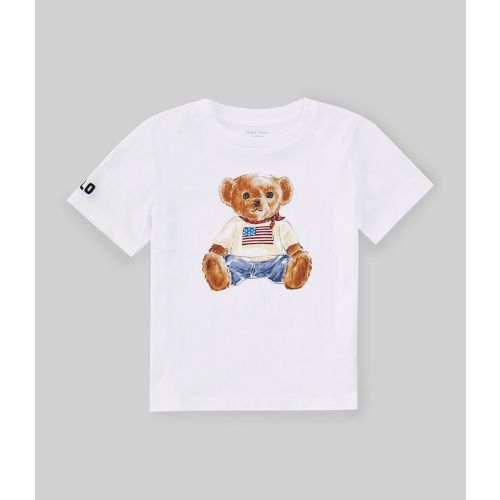 Ralph Lauren Baby Boys Short Sleeve American Flag Polo Bear Jersey T-Shirt