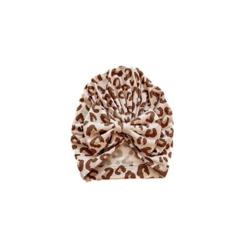 Leopard Baby Bow Hat Bamboo Newborn Girl - Harp Angel Boutique
