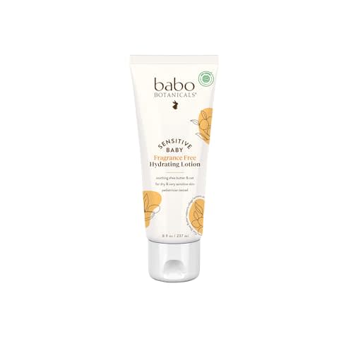 BABO Botanicals Sensitive Baby Fragrance-Free Daily Hydrating Baby Lotion - Shea Butter & Jojoba Oil - for Body & face - for Babies, Kids & Adults with Sensitive Skin - EWG Verified - Vegan