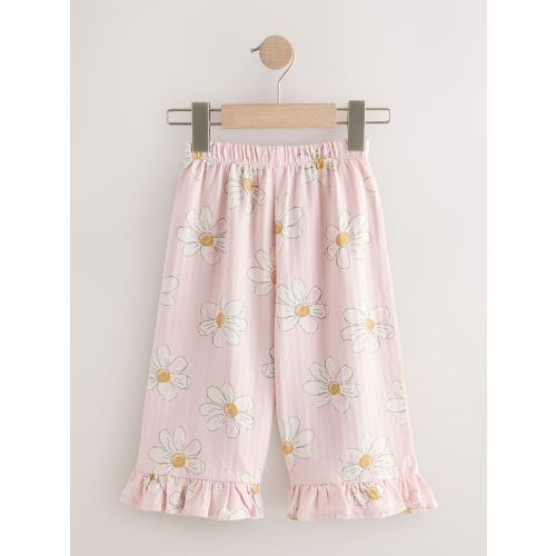 9-12mo Pink Flower Wide Leg Frill Trousers