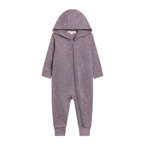 Greer Organic Fleece Hooded Baby Zip Romper - Starlight Fog
