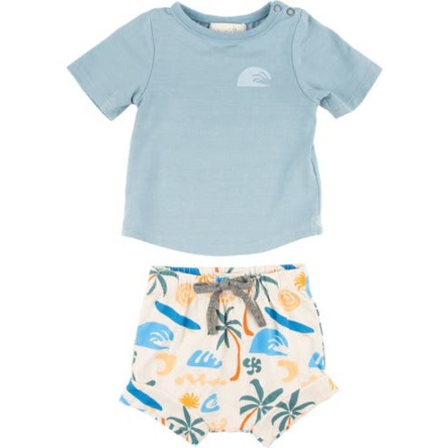 Christopher Cotton Graphic T-Shirt & Tropical Print Shorts Set, 12M