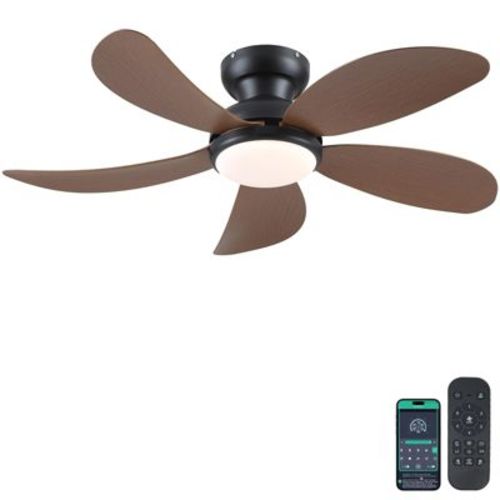 Kviflon 42 Inch Low Profile Modern Ceiling Fan, Reversible DC Motor,5 Blades,6 Speed, App and Remote Control