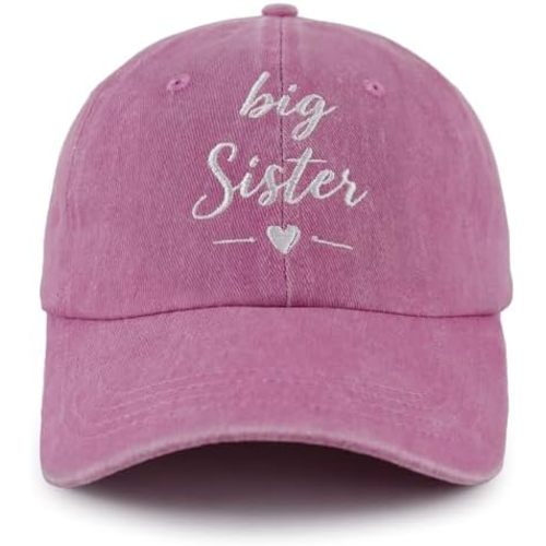 Big Sister Hat for Girls Ages 3-10, Gifts for New Sis, Cute Adjustable Embroidery Cotton Toddler Kids Child Baseball Cap