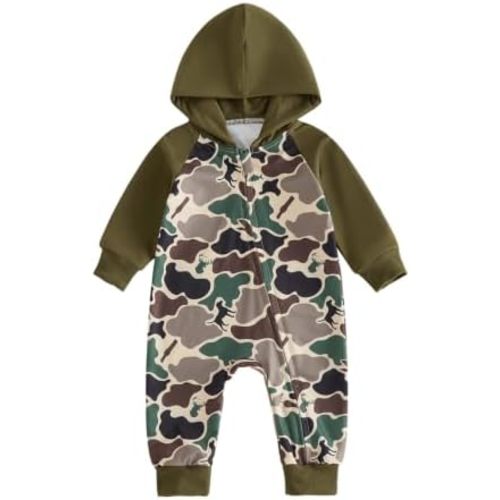 Newborn Baby Boy Fall Winter Clothes Long Sleeve Hooded Romper Jumpsuit
