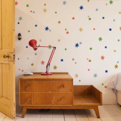 Star Wall Decals – Repositionable Fabric Peel & Stick Wall Sticker Set for Kids’ Rooms