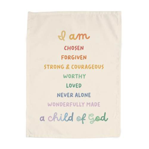 Biblical Affirmations Easy Hang Banner™ for Kids Rooms, Playrooms & Nursery. Biblical Wall Art, Gift for Expecting Parent {Rainbow}