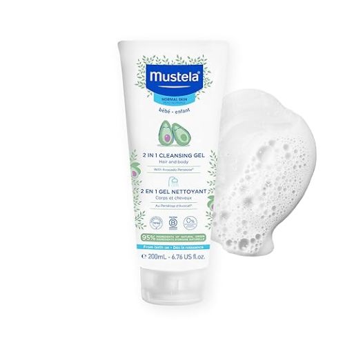 Mustela Baby 2-in-1 Cleansing Gel - Baby Body & Hair Cleanser - with Natural Avocado - Biodegradable Formula & Tear-Free - 6.76 fl. oz. - 1 or 2-Pack
