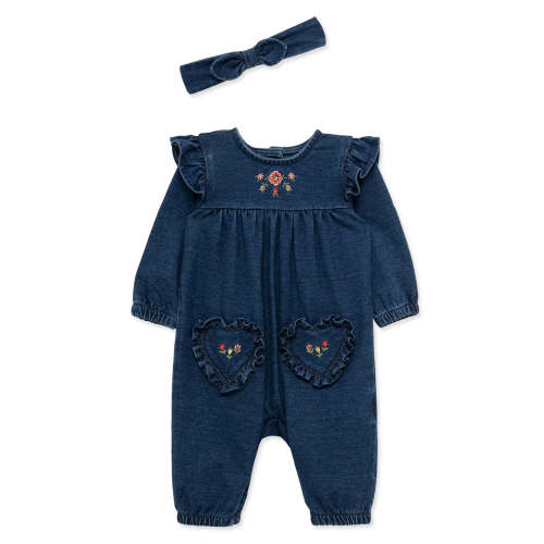 Blossom Blues Coverall & Headband (3M-12M)