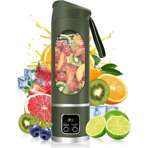 Portable Blender Personal Electric USB，500ML Portable juicer Shakes and Smoothies Blender，Small Blenders，Mixing，Compact、Convenient and Versatile (Green)