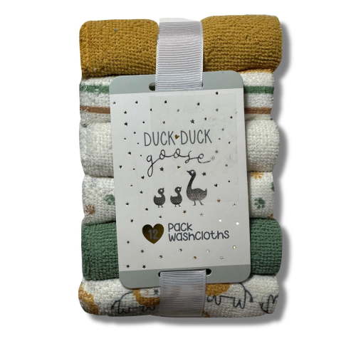 WASHCLOTHS BOYS - DUCK DUCK GOOSE 243- GREEN YELLOW - 12 PACK SOFT BABY BATH