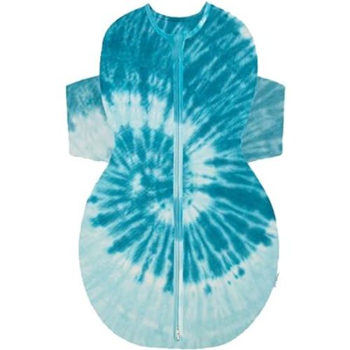 Happiest Baby SNOO Sleep Sack - 100% Organic Cotton Baby Swaddle Blanket - Doctor Designed Promotes Healthy Hip Development (Tie Dye Blue, Medium)