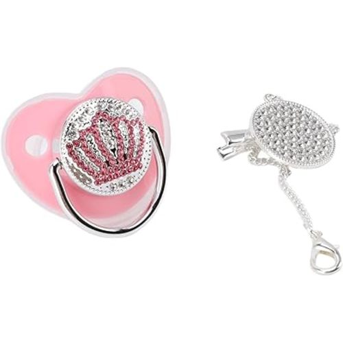 Baby Pacifier Infant, Dummy Pacifier Bling Silicone Pacifiers Bling Baby Nipple Rhinestone Crown Ultra Soft Silicone Infant Dummy Nipple (M Size)
