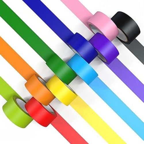 CHIYUNS Colored Masking Tape, Color Painters Tape for Kids, 10 Rolls 1 inch Wide x 12 Yards Each, Colorful Paper Tapes Rainbow Colors for Labeling Packing, Painter Tape Variety Pack, Craft Tape