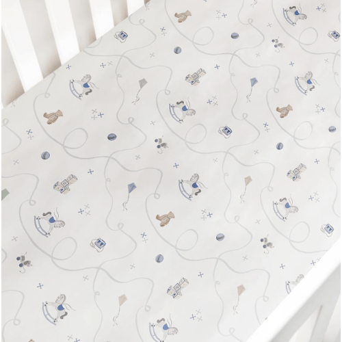Little Toy Chest Crib Sheet - Ivory