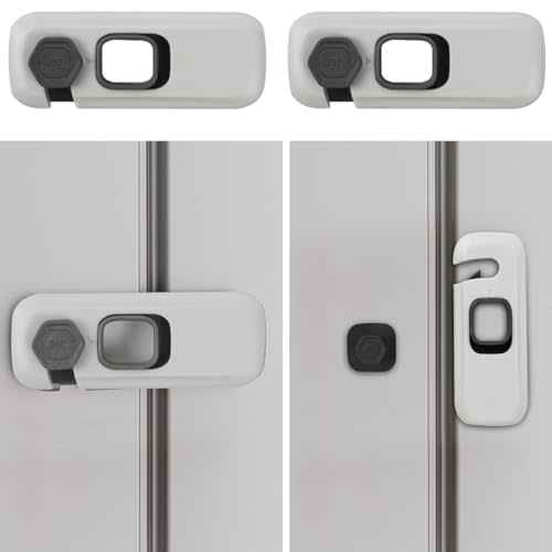 2Pack Child Proof Refrigerator Lock,Fridge Locks for Kids with Sticky Adhesive Pads,Baby Safety Locks for Fridges, Cabinets, Drawers, Double Doors and More (2 Pack)