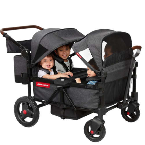 Radio Flyer Voya Quad Stroller Wagon, Grey/Black