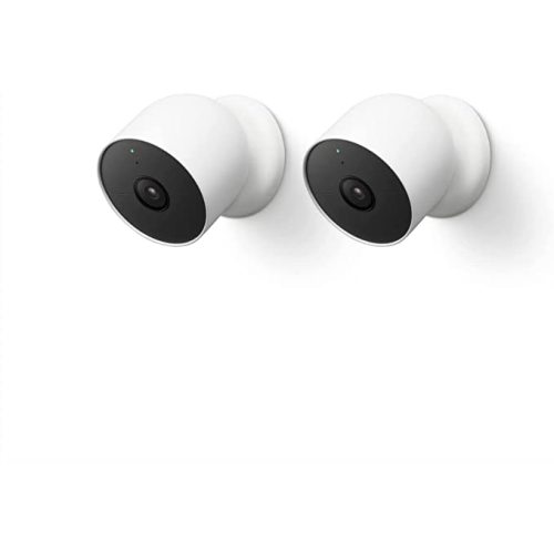 Google Nest Cam Outdoor or Indoor, Battery - 2nd Generation - 2 Count (Pack of 1) | Home security camera, built-in intelligent alerts, 1080p HDR video, works with Google Home and Alexa