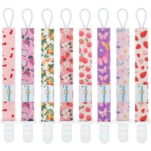 babygoal Fruit Pacifier Clips, 8 Pack Binky Paci Holder Clips Fits for Most Pacifiers and Binkies 8PS52-B
