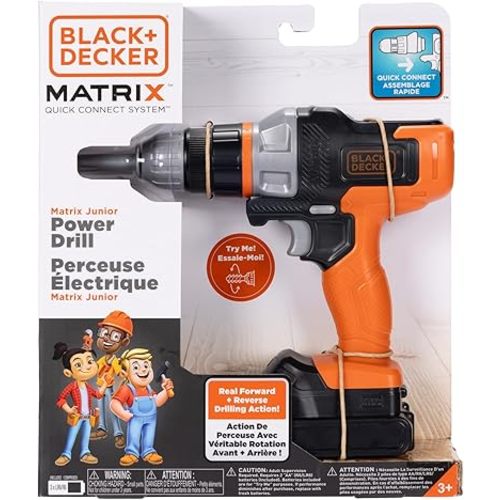 BLACK+DECKER Matrix Jr. Power Drill Kids Tools Play Toy with Forward & Reverse Drilling Action
